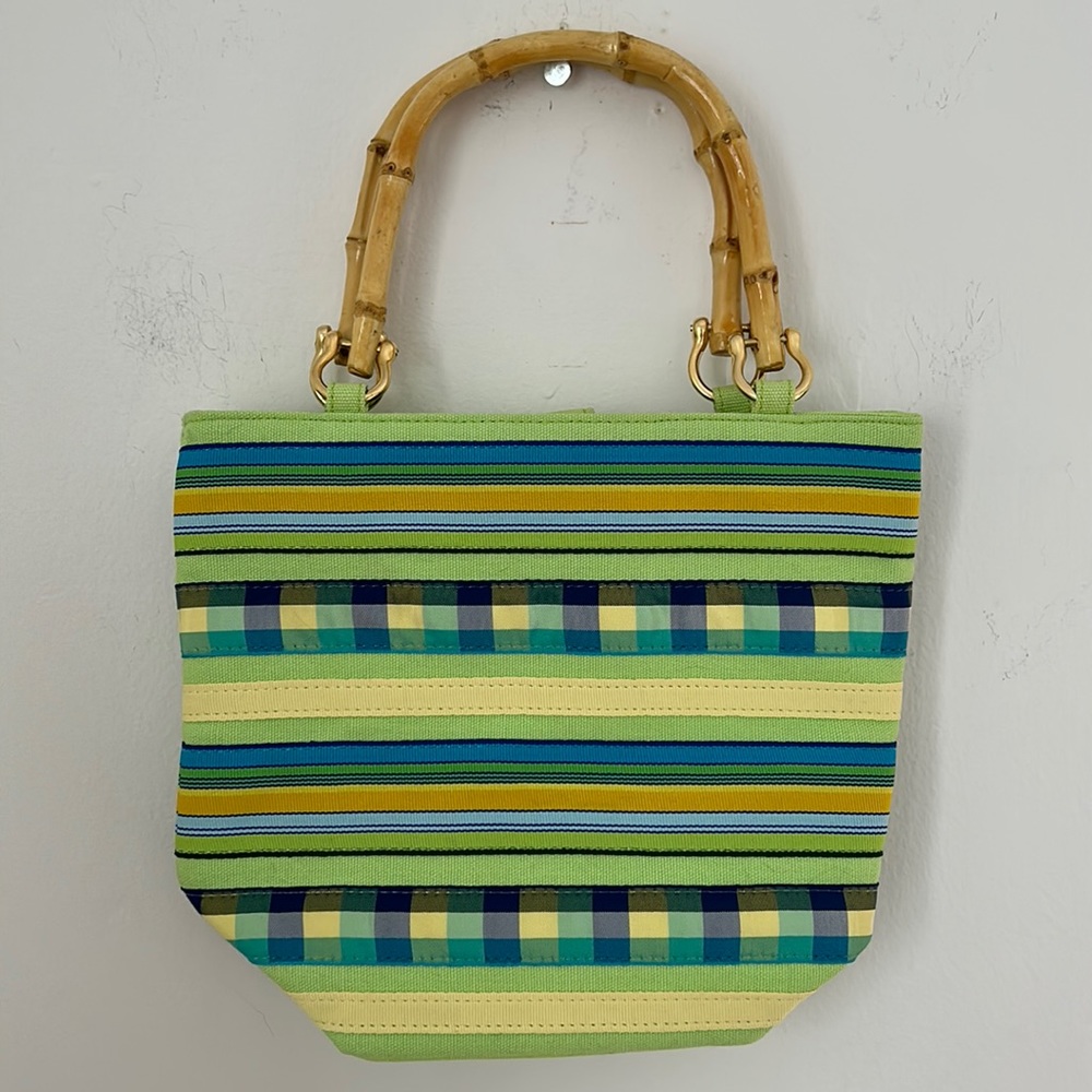 Tianni Blue/ Yellow Canvas /Ribbon Tote